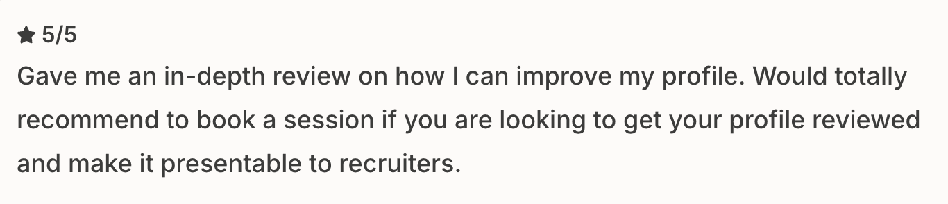 5-star review for profile review session