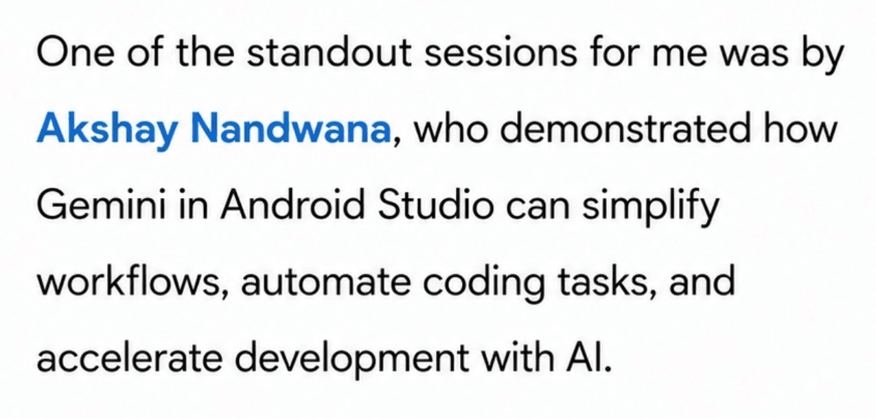 Attendee post about Gemini in Android Studio session