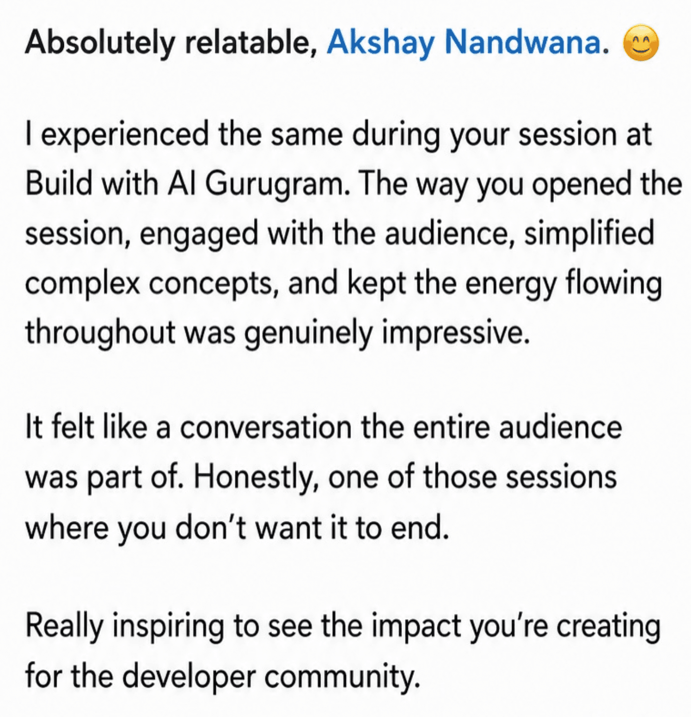 Attendee feedback from Build with AI Gurugram